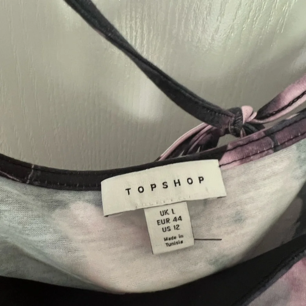 Topshop Crop Smocked Square Neck Blouse SZ 12